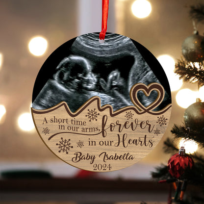 Custom Ultrasound Photo Baby Memorial Wood and Acrylic Ornament