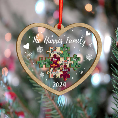 Custom Puzzles Family Names Wood and Acrylic Ornament