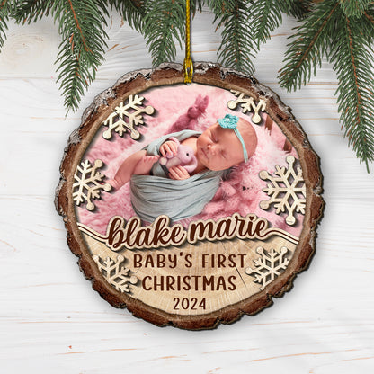 Custom Baby Photo 2-Layer Wood Ornament