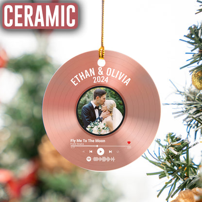 Custom Song Photo Pink Coral Vinyl Record Ornament