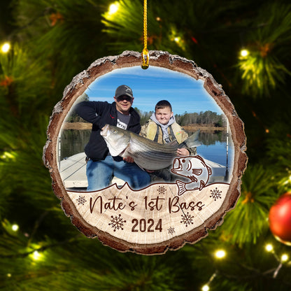 Custom Fishing Photo Wood Slice Ornament