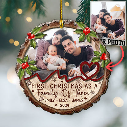 Custom Family Photo 2-Layer Wood Ornament