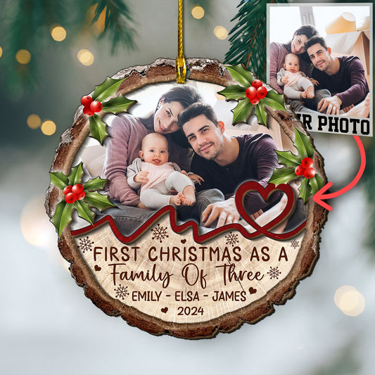 Custom Family Photo 2-Layer Wood Ornament