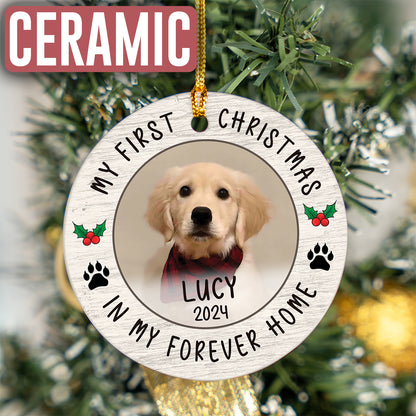 Custom Photo Dog First Christmas Ornament