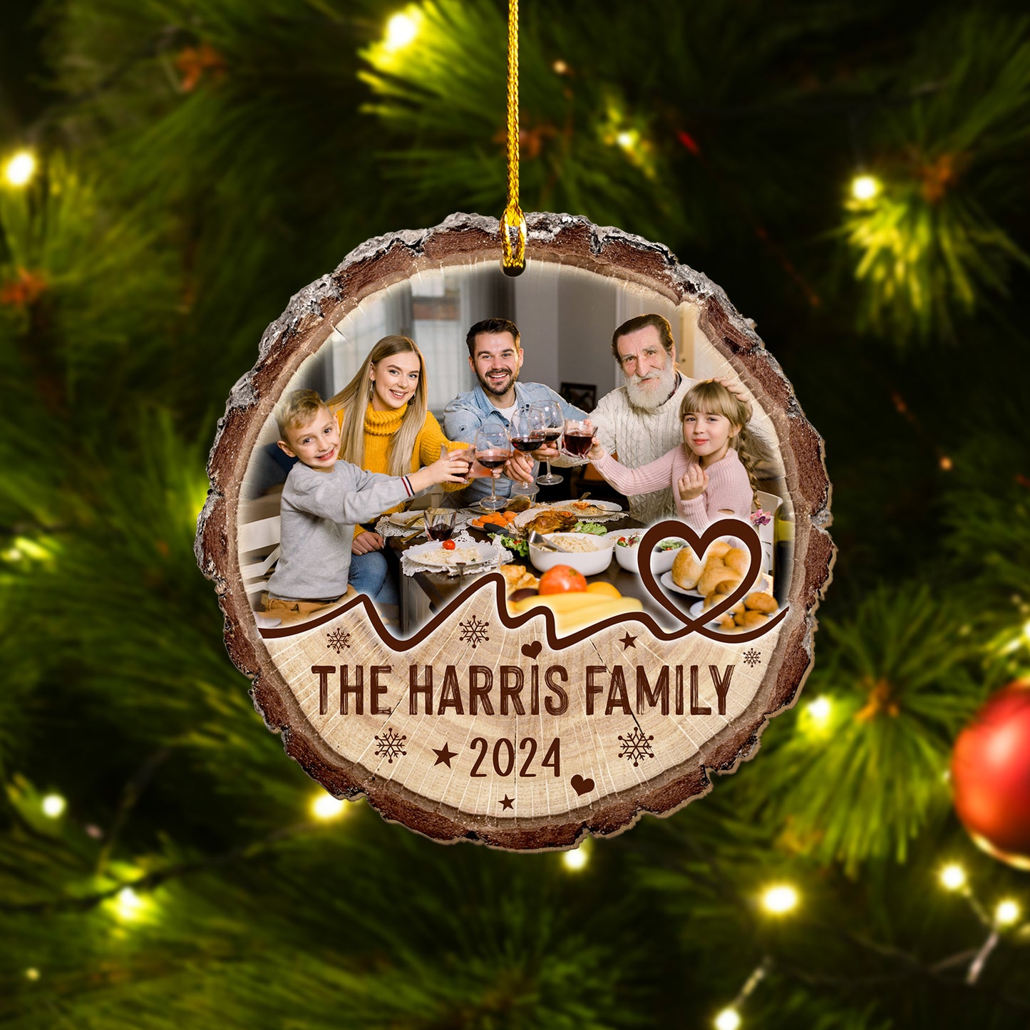 Custom Family Wood Slice Ornament