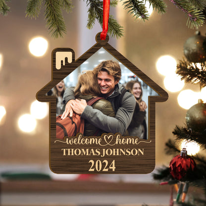 Custom Welcome Home Photo Wood and Acrylic Ornament