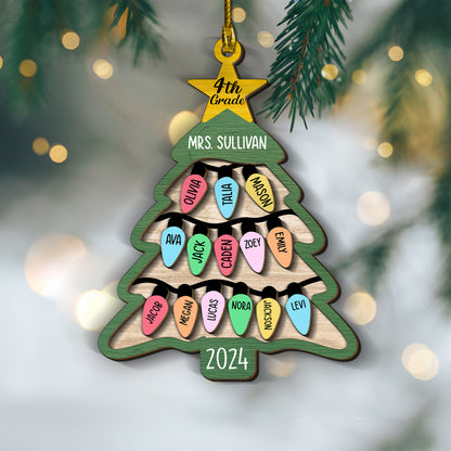 Custom Class List Christmas Tree 2-Layers Wood Ornament