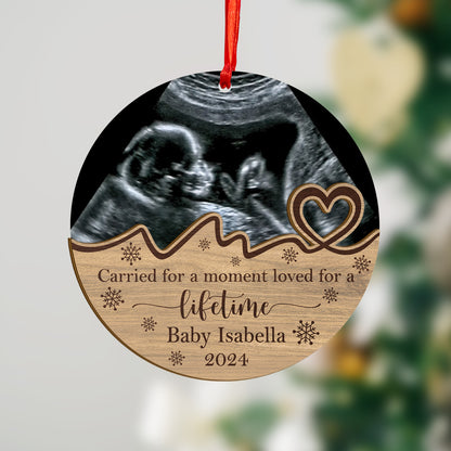 Custom Ultrasound Memorial Photo Wood and Acrylic Ornament