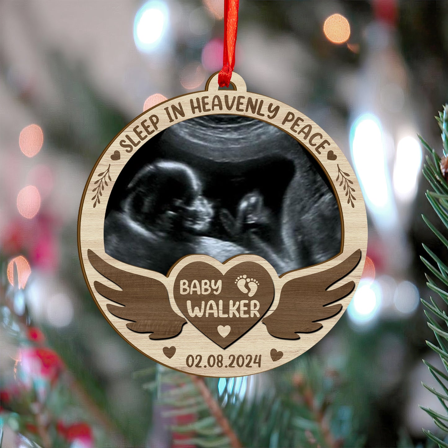 Custom Ultrasound Photo Wood and Acrylic Ornament