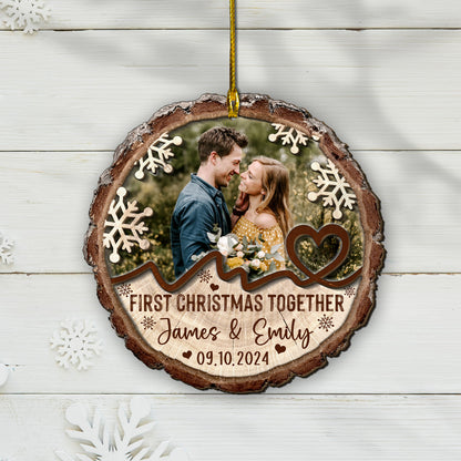 Custom Couple Photo 2-Layer Wood Ornament