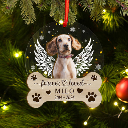 Custom Photo Memorial Dog Wood and Acrylic Ornament