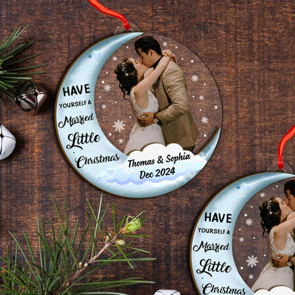 Custom Couple Photo Wood and Acrylic Ornament