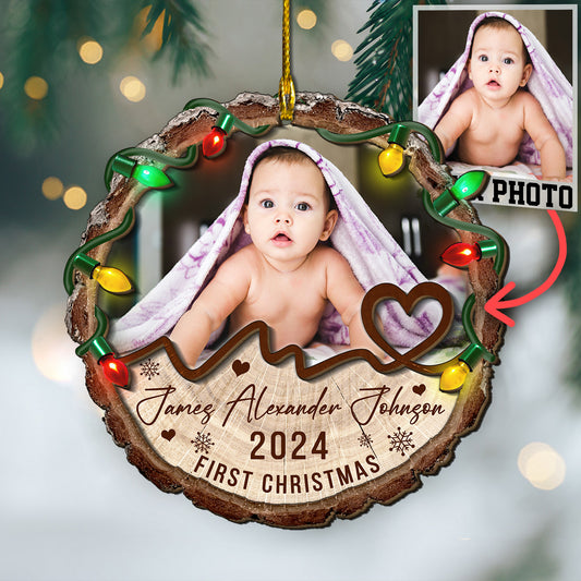 Custom Baby Photo 2-Layer Wood Ornament