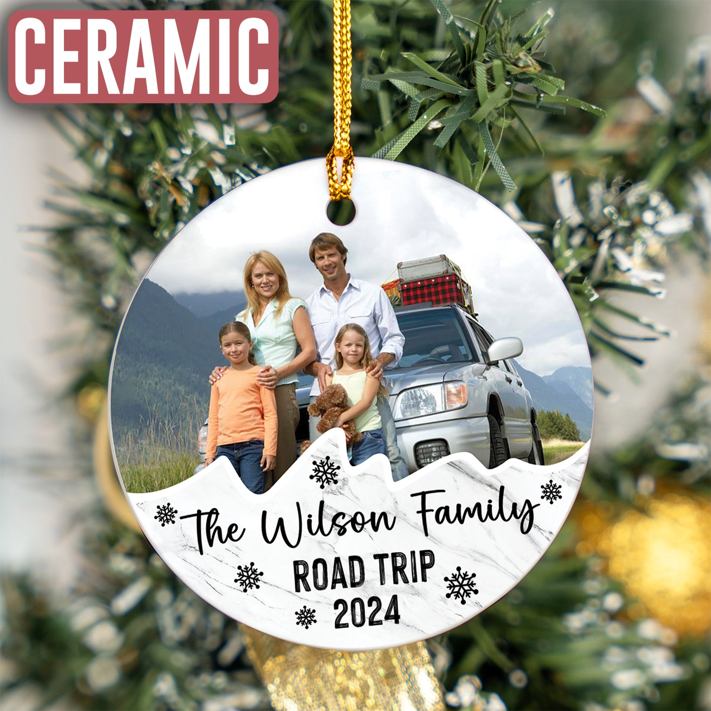 Custom Family Photo Road Trip Ornament