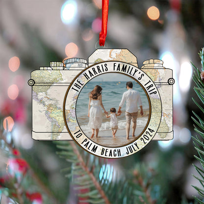 Custom Photo Travel Adventure Wood and Acrylic Ornament