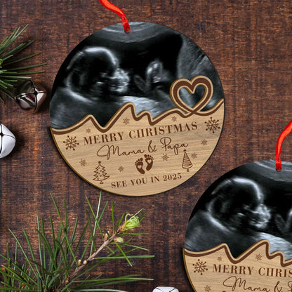 Custom Ultrasound Photo Baby Wood and Acrylic Ornament