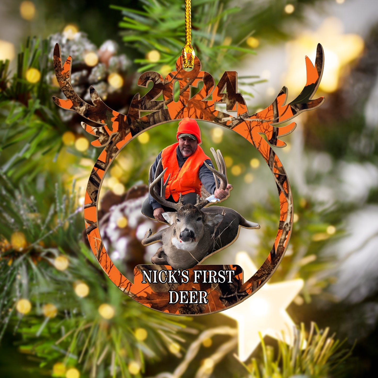 Custom Hunting Photo Wood Ornament