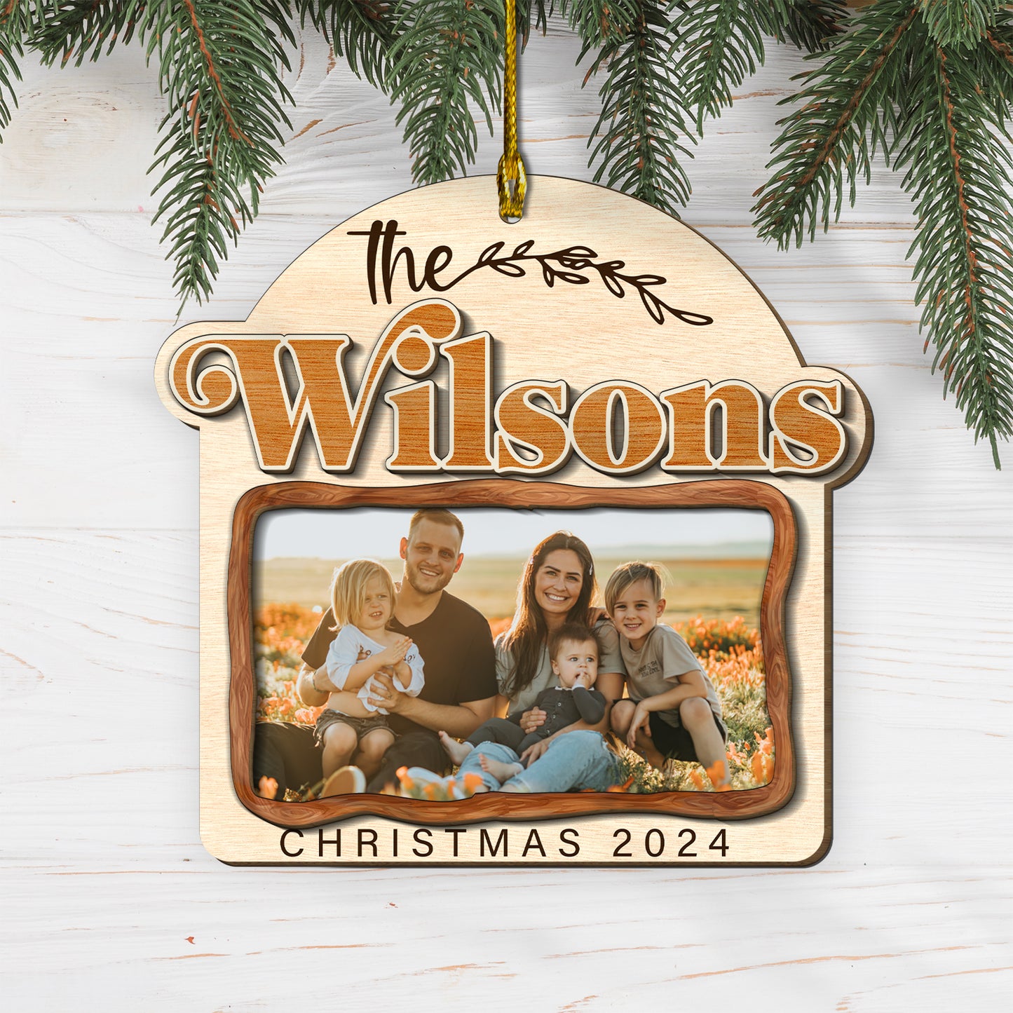 Custom Family Photo 2-Layer Wood Ornament