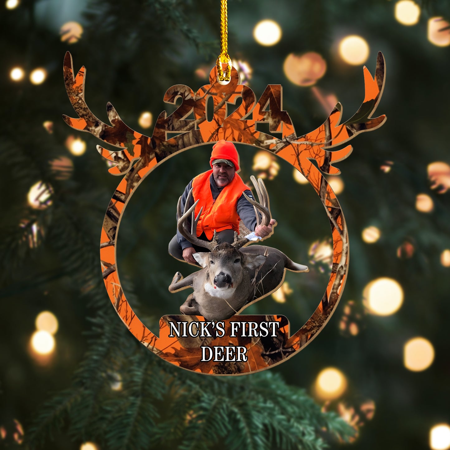 Custom Hunting Photo Wood Ornament