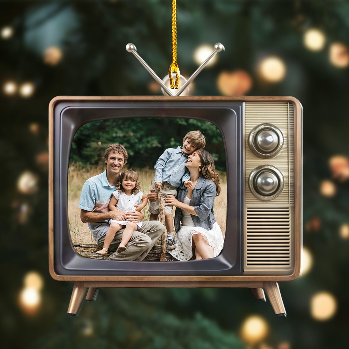 Custom Family Photo Retro Television Ornament