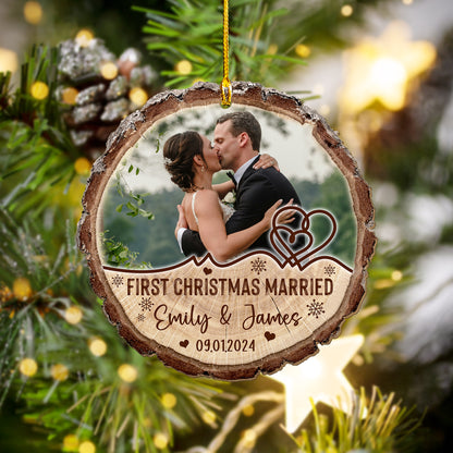 Custom Wedding Photo Wood Ornament