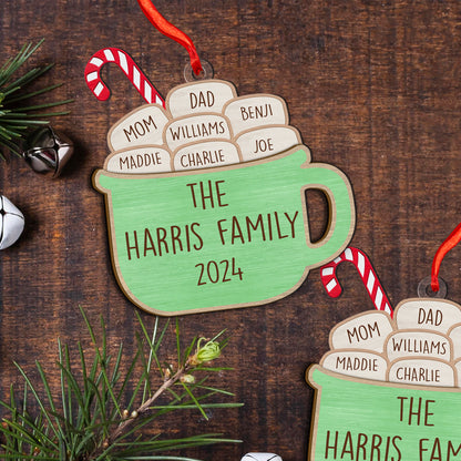 Custom Family Names Wood and Acrylic Ornament