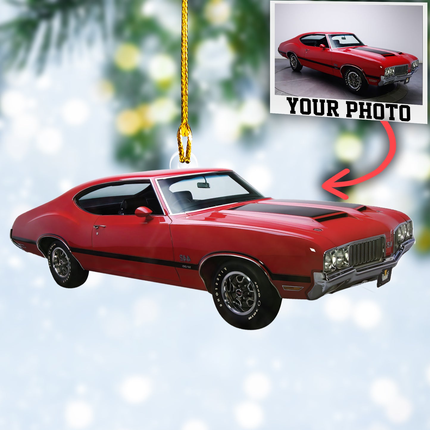 Custom Muscle Car Photo Ornament