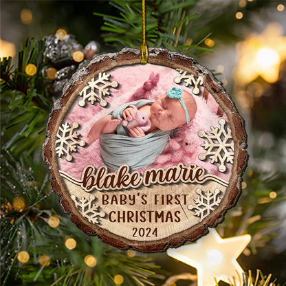 Custom Baby Photo 2-Layer Wood Ornament