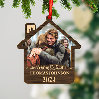 Custom Welcome Home Photo Wood and Acrylic Ornament