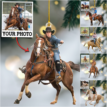 Custom Horse Ridding Photo Ornament