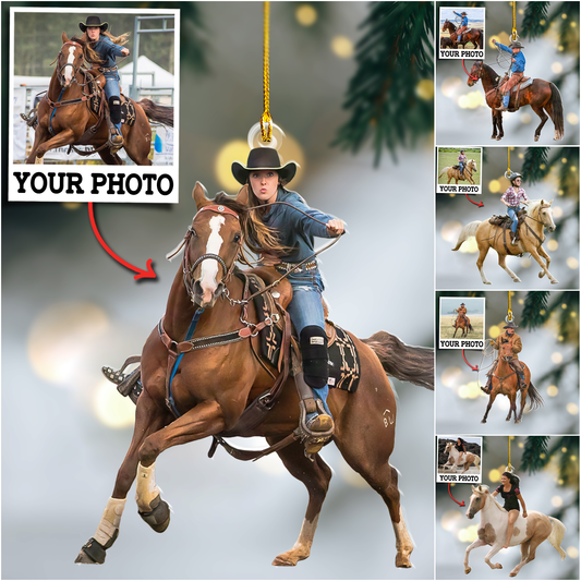 Custom Horse Ridding Photo Ornament