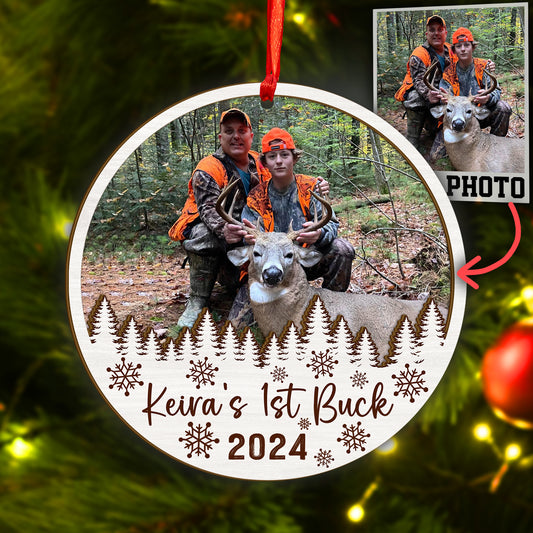 Custom Hunting Photo Wood and Acrylic Ornament