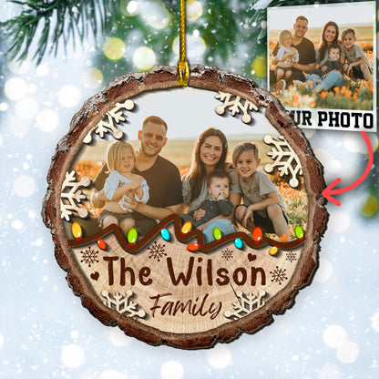 Custom Family Photo 2-Layer Wood Ornament