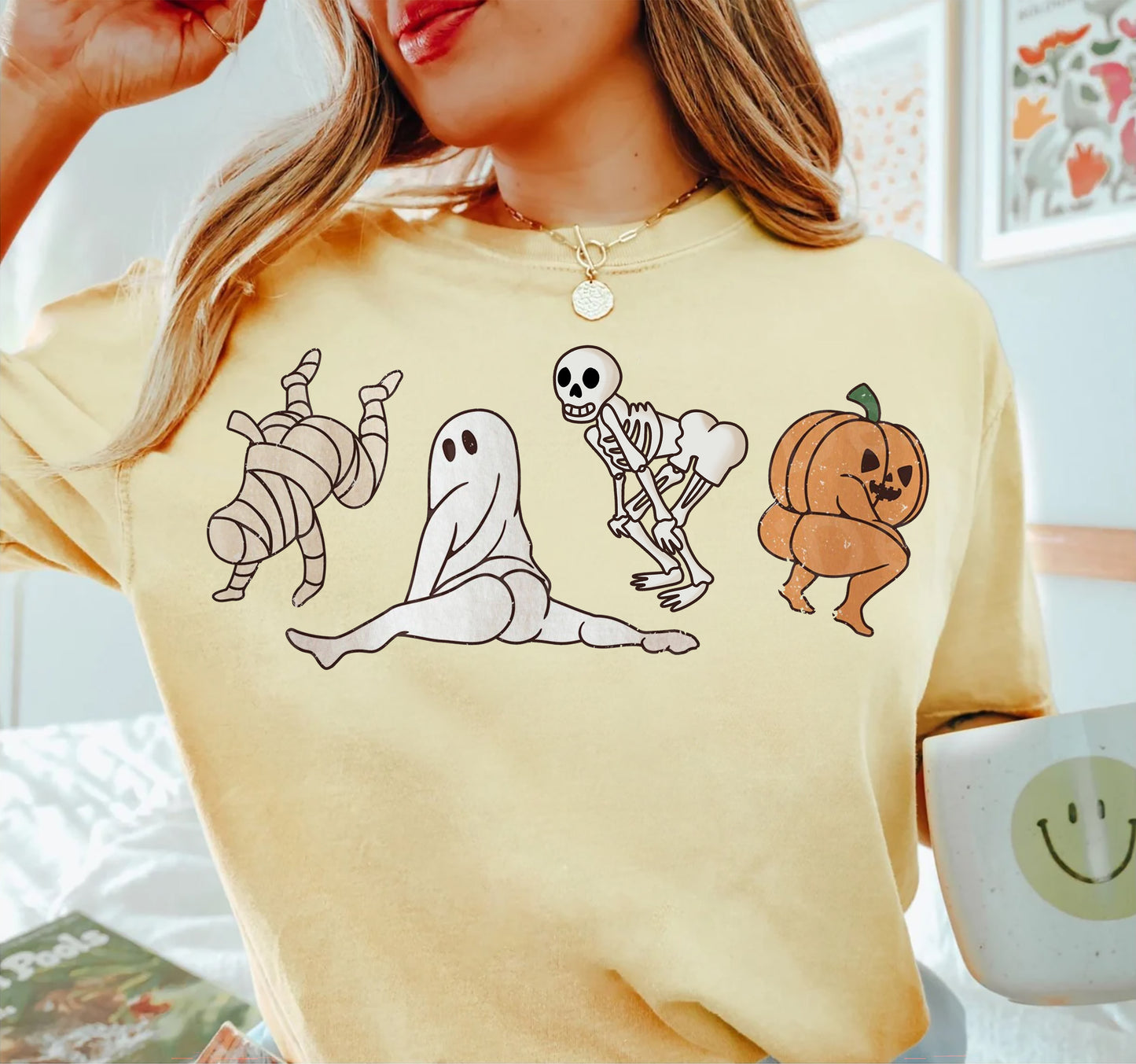 Funny Dancing Skeleton Pumpkin Ghost Dancing Comfort Colors Shirt