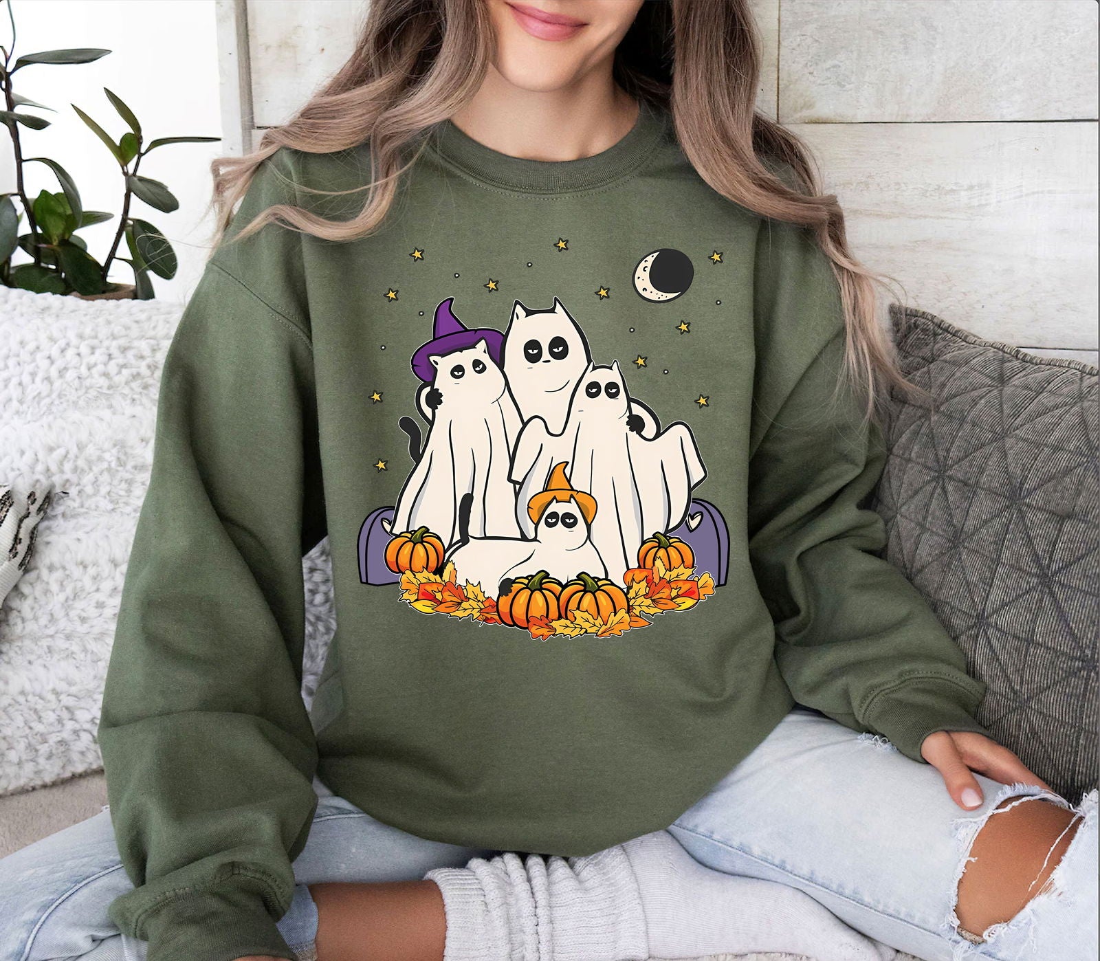 Black Cat In Ghost Costume Shirt