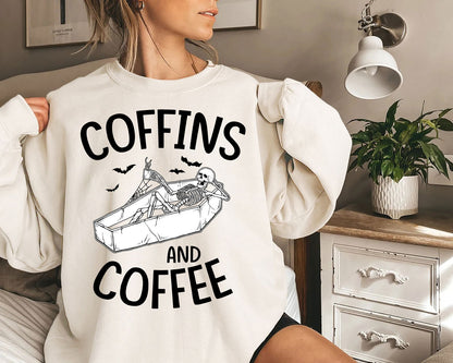 Coffins And Coffee Skeleton Halloween Shirt