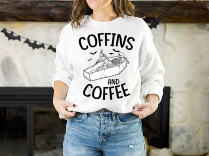 Coffins And Coffee Skeleton Halloween Shirt