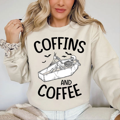 Coffins And Coffee Skeleton Halloween Shirt