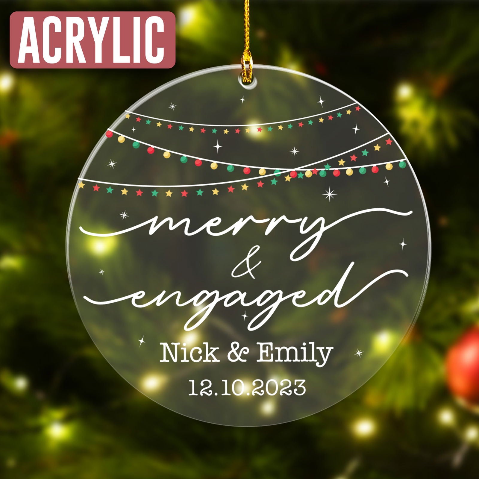 Custom Engagement Couple Names Ornament