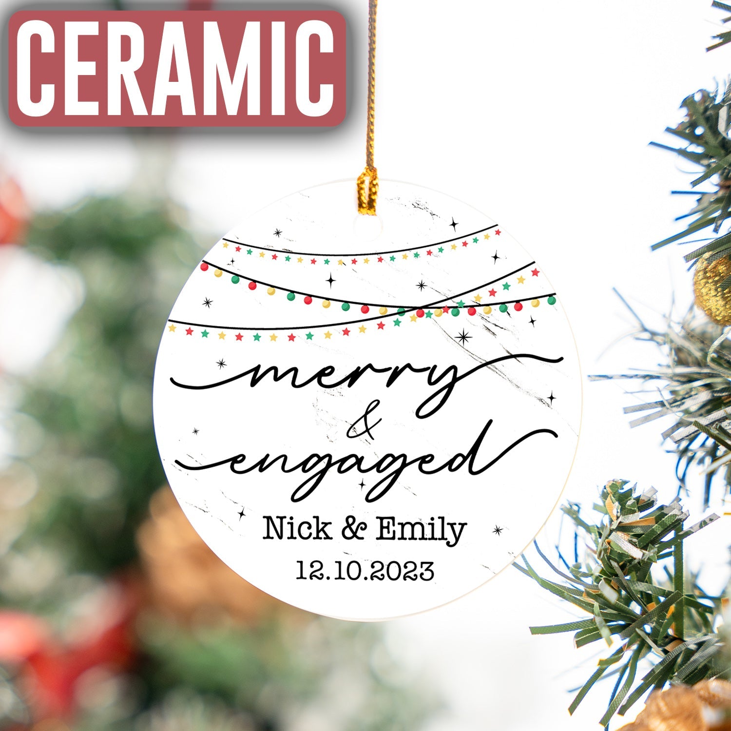 Custom Engagement Couple Names Ornament