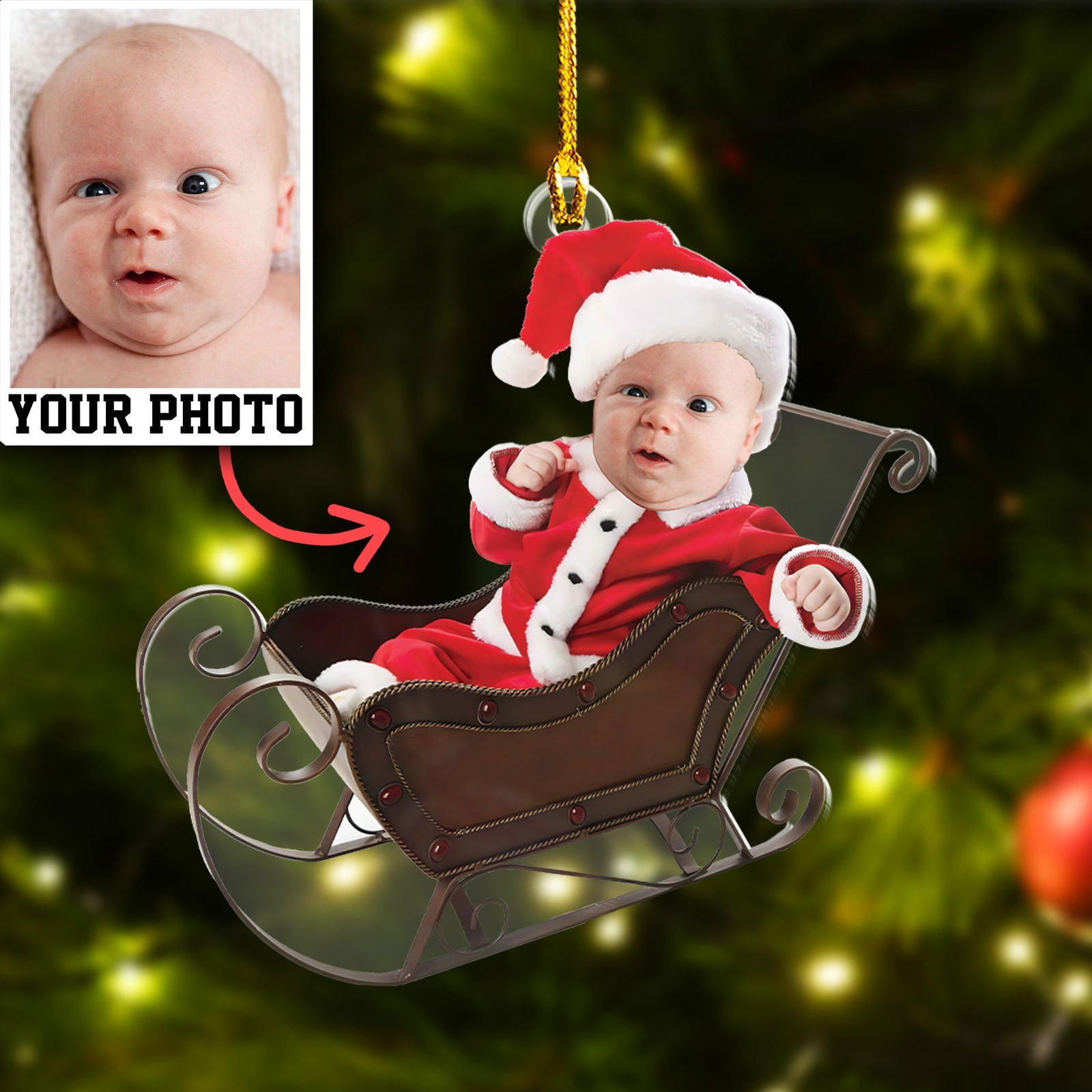 Custom Photo Baby Christmas Ornament