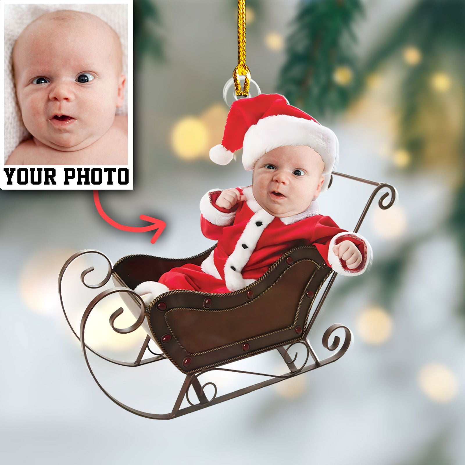 Custom Photo Baby Christmas Ornament