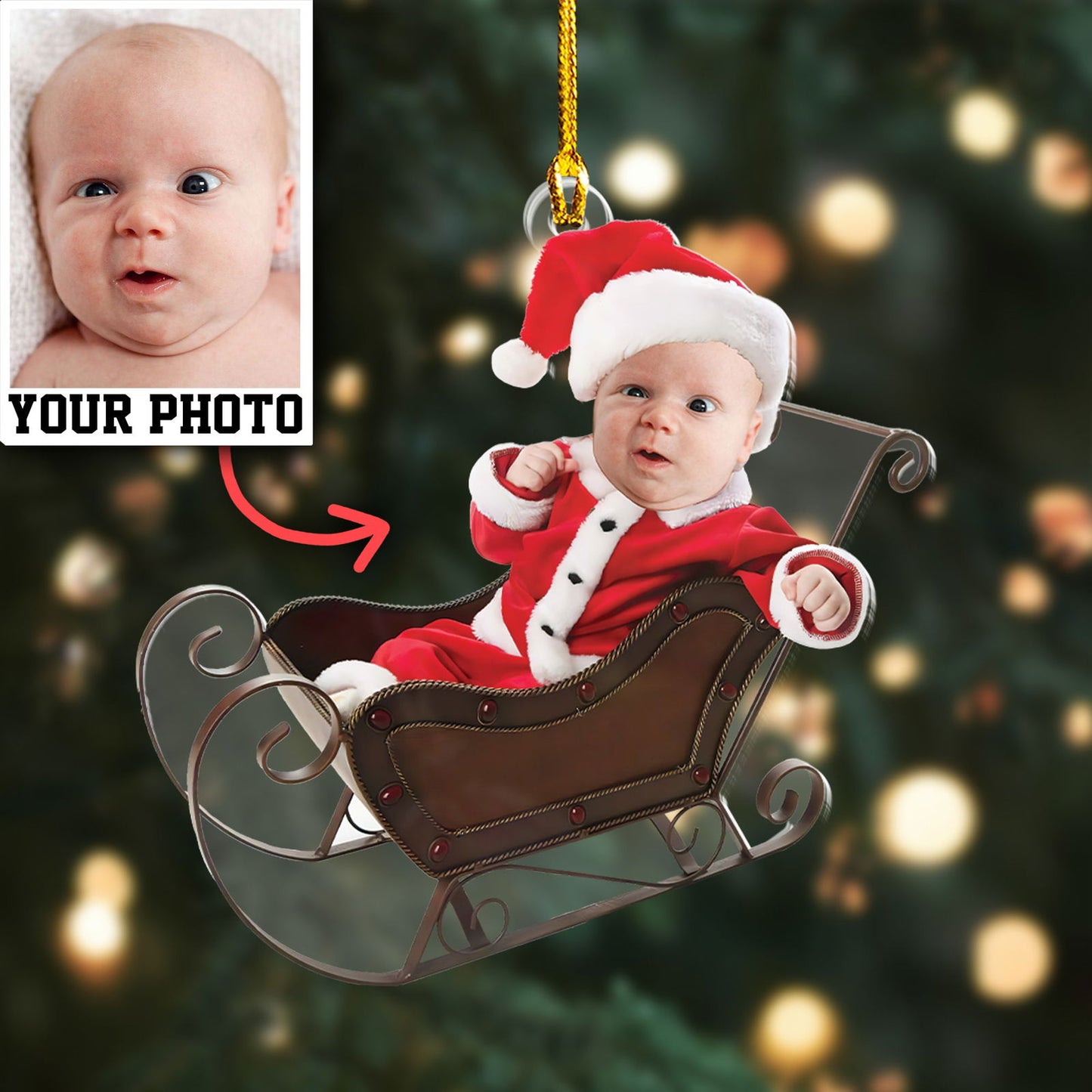 Custom Photo Baby Christmas Ornament