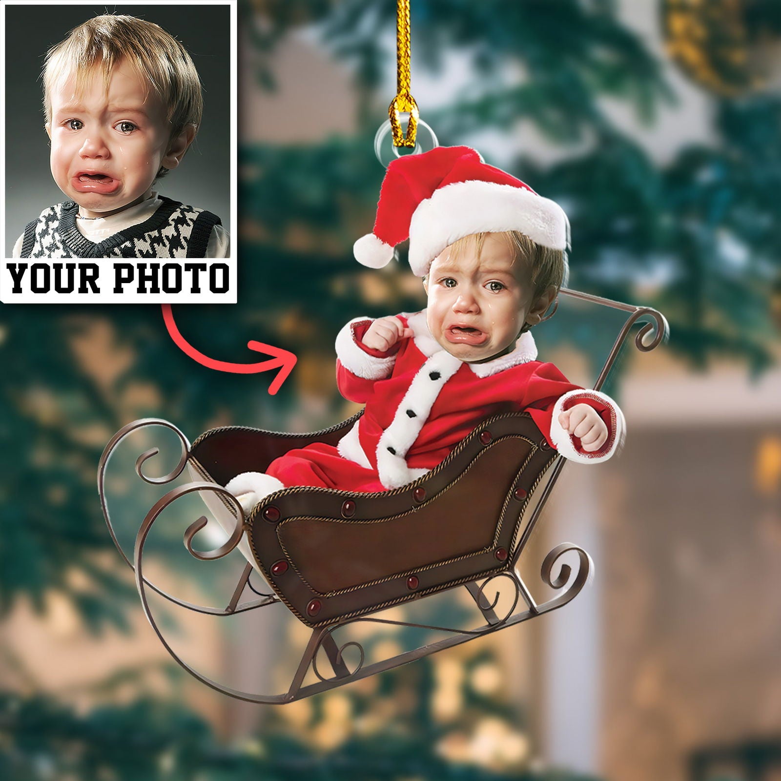 Custom Photo Baby Christmas Ornament