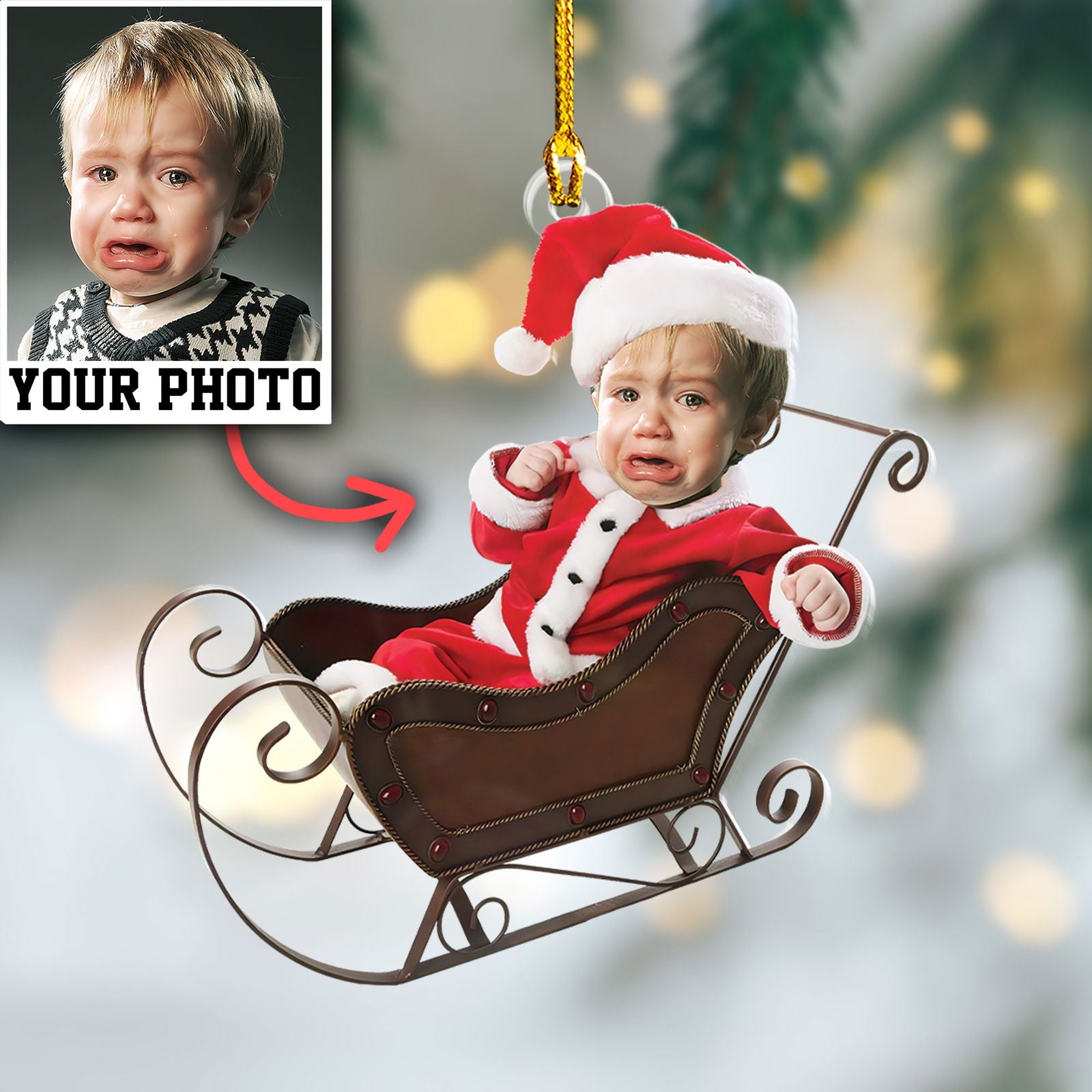 Custom Photo Baby Christmas Ornament