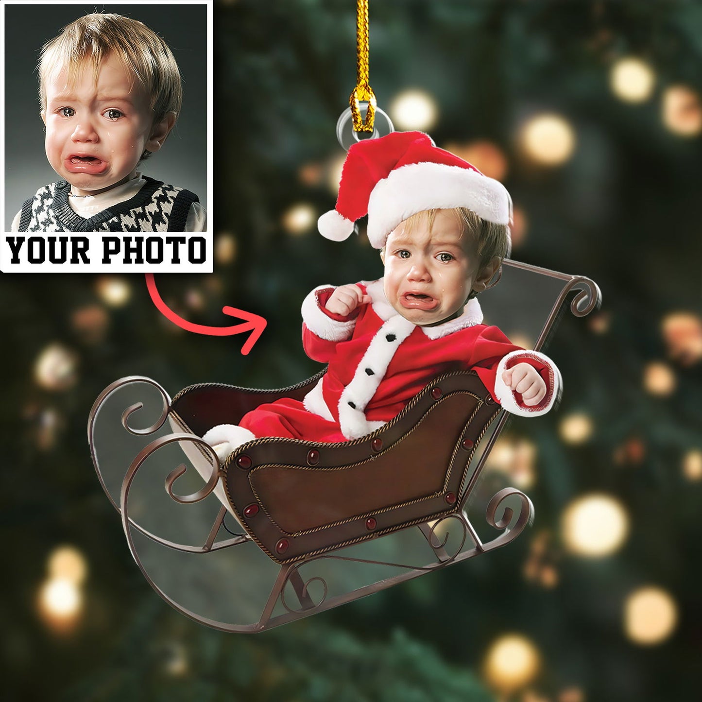 Custom Photo Baby Christmas Ornament