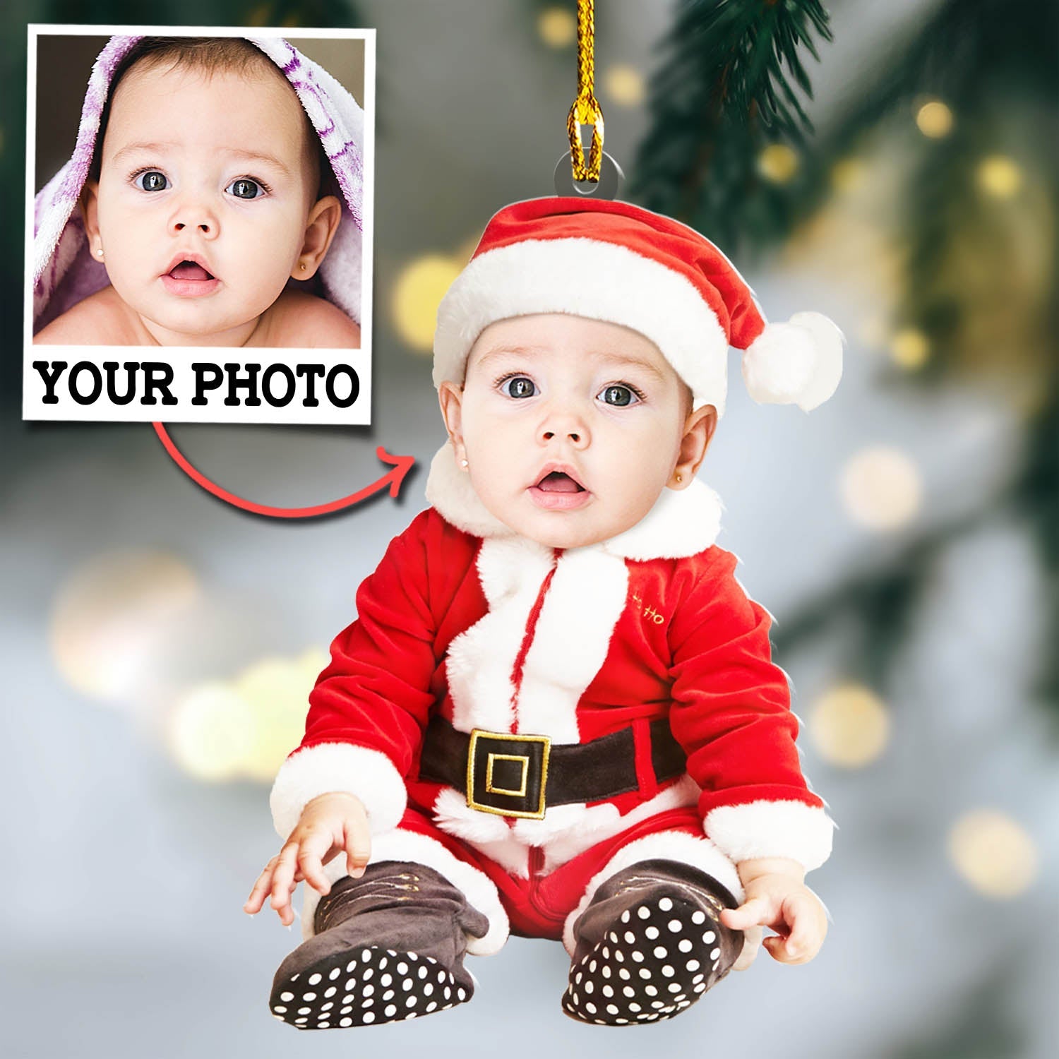 Custom Photo Baby Christmas Ornament