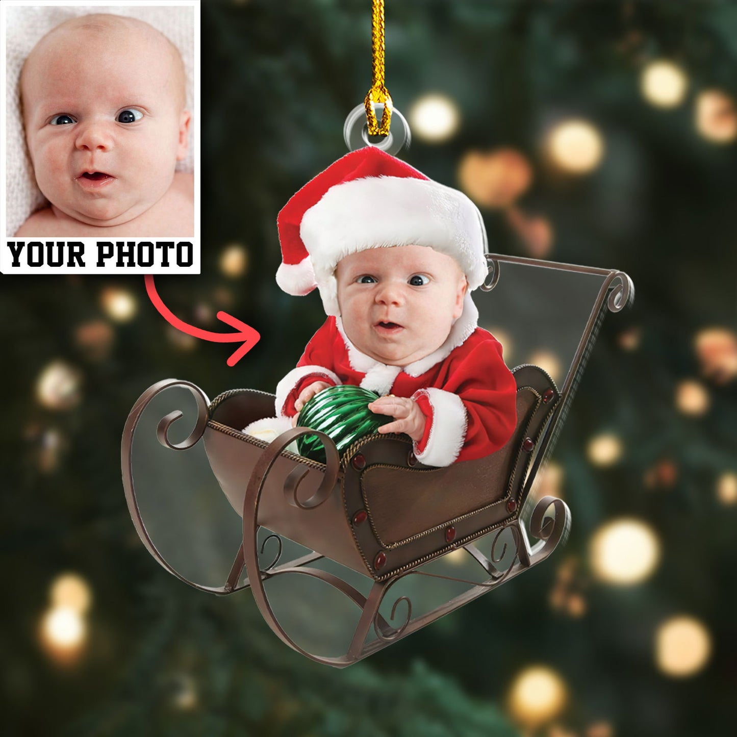 Custom Photo Baby Christmas Ornament