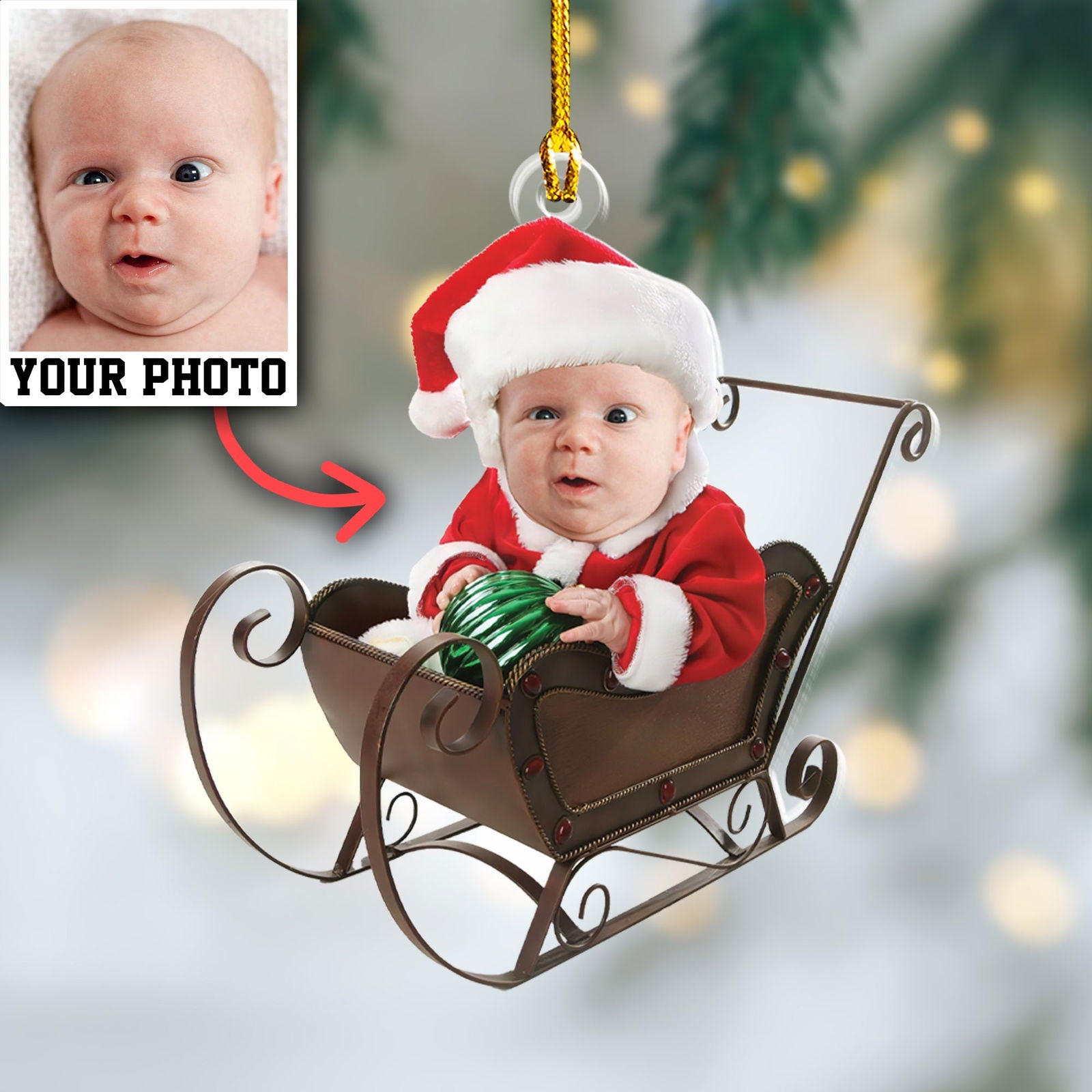 Custom Photo Baby Christmas Ornament