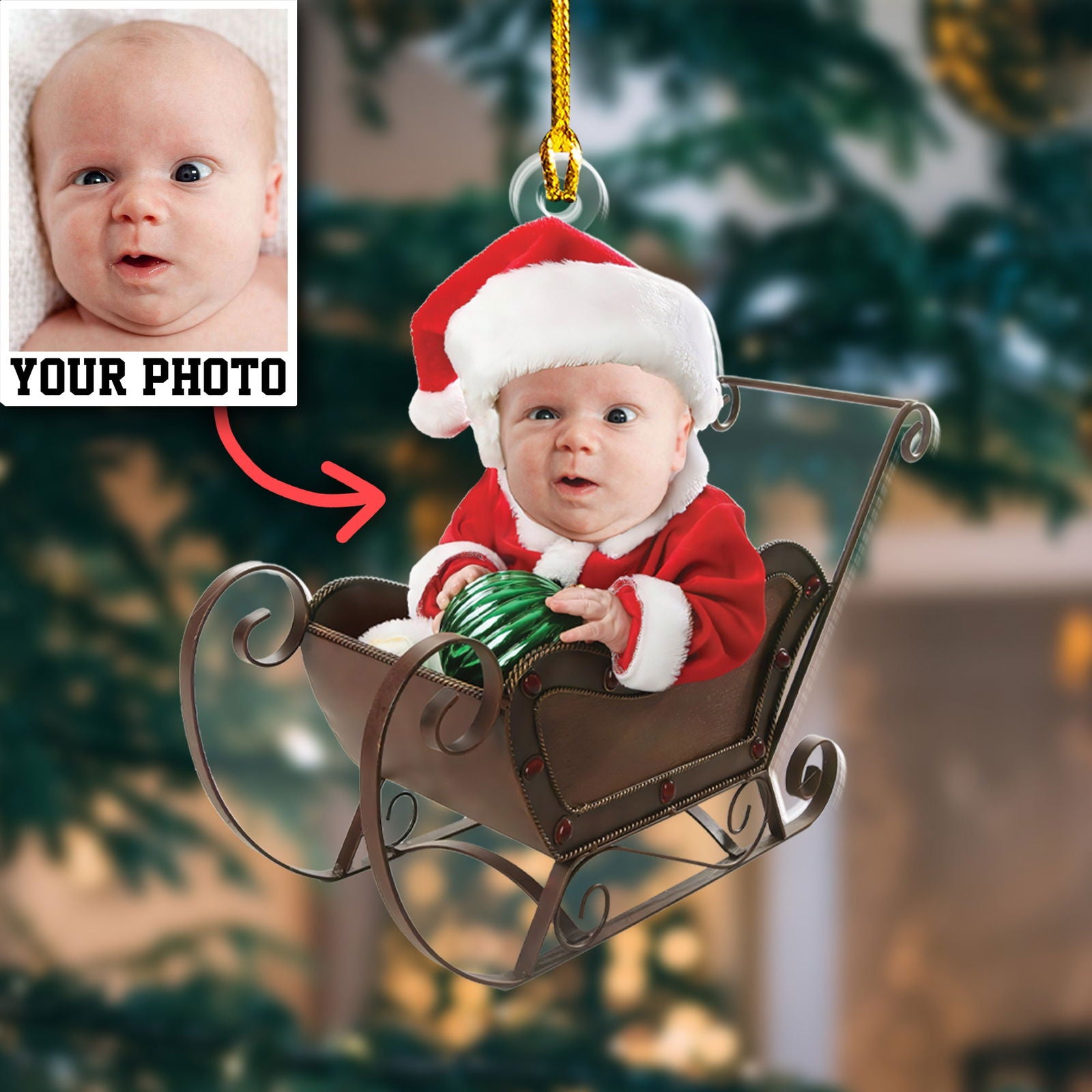 Custom Photo Baby Christmas Ornament